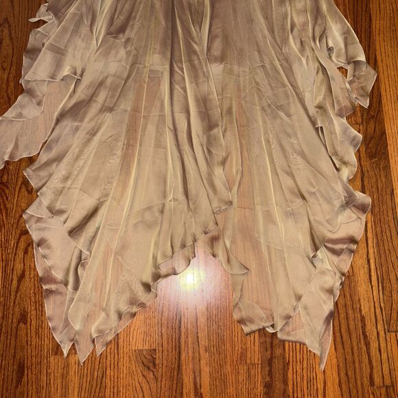 SHERRI HILL Gold Beaded High-Low Formal Gown – Size 12 - Picture 4 of 9